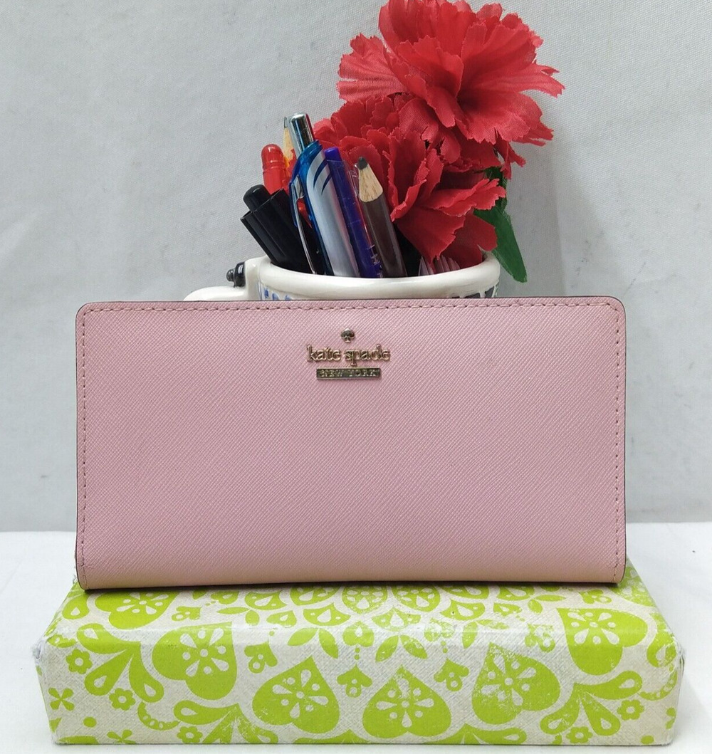 Kate Spade New York Pink Leather Credit Card ID Window Bifold Wallet